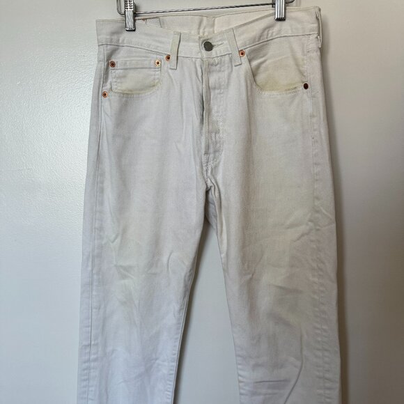 perfectly worn Levi's 501s straight leg white jeans 32x32 - Picture 1 of 4
